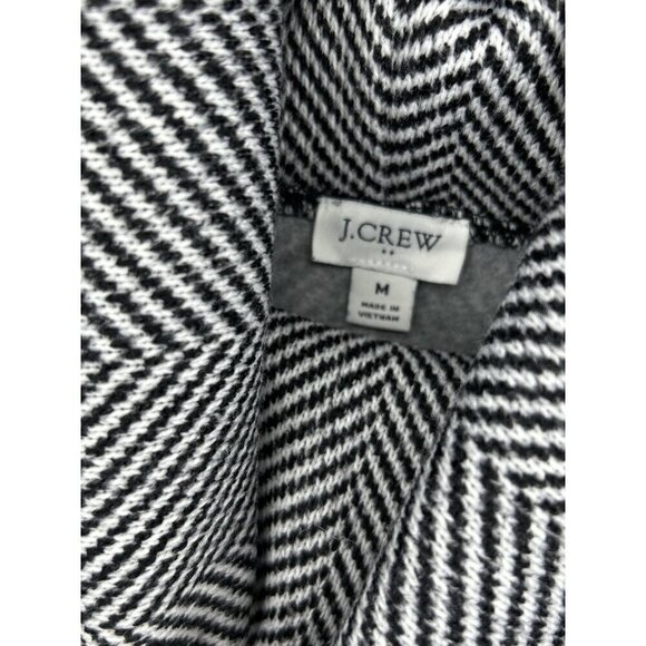 J. Crew Funnel Neck Sweater Size M Herringbone Black White Soft Old Money Preppy - Picture 7 of 13